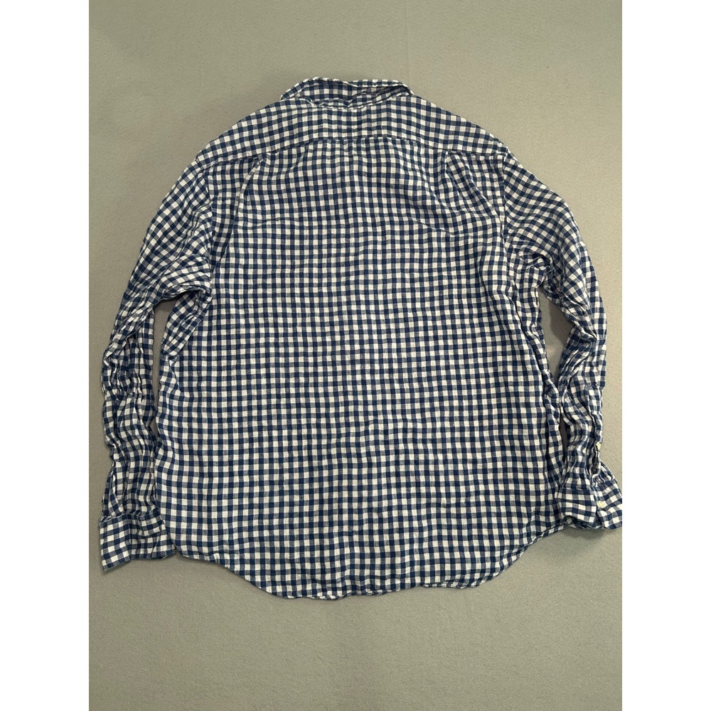 Polo Ralph Lauren Button Down Mens XXL Blue Gingham 100% Linen Long Sleeve Shirt - Picture 6 of 7